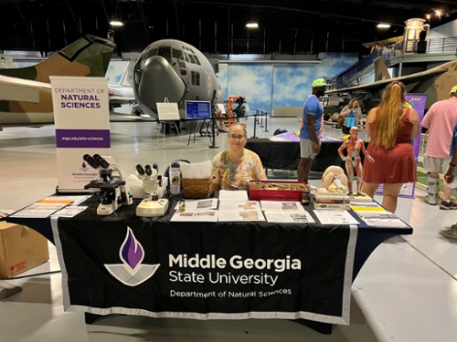 Dr. Sharon Standridge represents the Department of Natural Sciences at the 2023 Middle GA STEM City Symposium held at the Museum of Aviation in Warner Robins. 